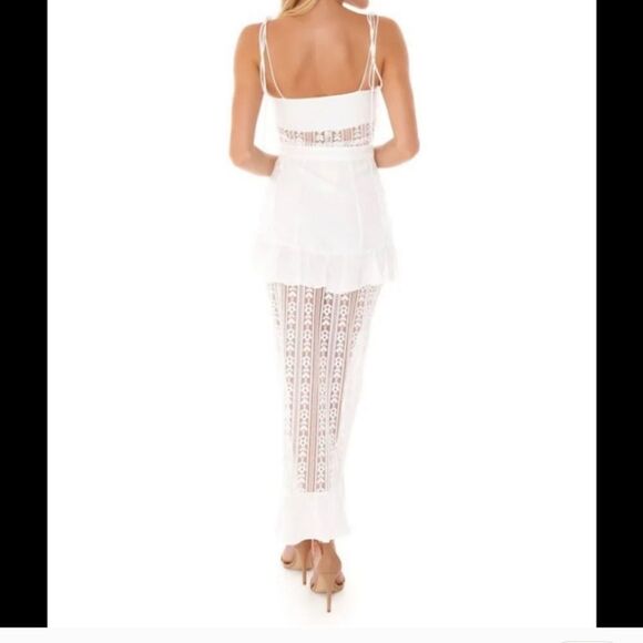 NWT For Love & Lemons L Green Lovebird Lace Midi Dress - Picture 6 of 6